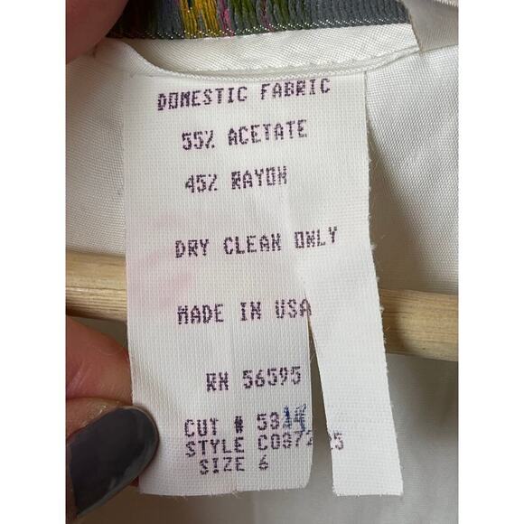 Vntg Melrose White Short Sleeve Chelsea Collar Floral Print Blouse Women's 6 NWT - Picture 5 of 5